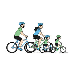 Fototapeta premium Family Cycling Adventure: Vector Illustration Of Parents And Children Enjoying Bicycles Together