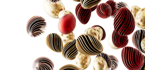 Elegant abstract design featuring colorful Easter eggs against a clean white background, perfect for holiday greetings a © vegefox.com