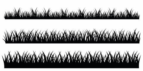 Three rows of black silhouette grass against a white background © Tithi