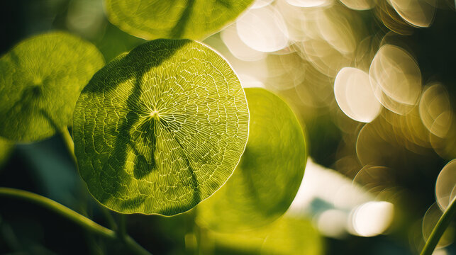trait. Abstract green leaf pattern with soft focus effect representing environmental sustainability, ESG reports.
