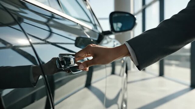 Man in Suit Opens Luxury Car Door