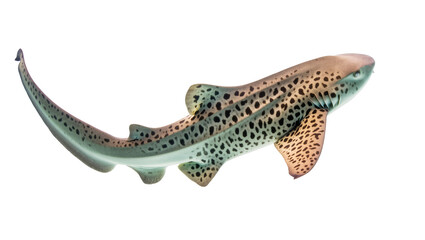 Isolated leopard shark swimming gracefully, showcasing its distinctive spotted pattern and sleek form © Sylas