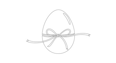 Easter Egg with Ribbon Bow Outline Drawing