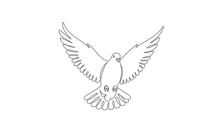 Obraz premium Dove in Flight - Single Line Drawing