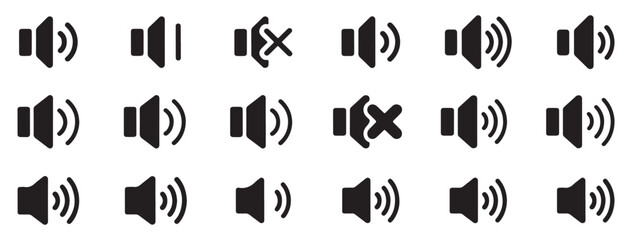 Sound control icon collection with mute and volume status indicators. vector illustration eps 10