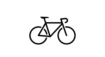 Simple Black Bicycle Icon Outline on Isolated White Background