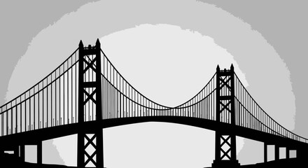 Fototapeta premium Iconic suspension bridge structure, in bright studio.