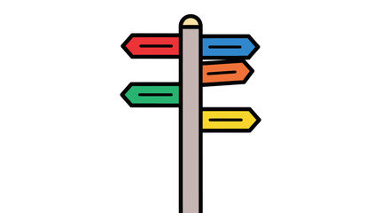 Colorful Wooden Direction Signpost with Empty Arrows on isolated white background.