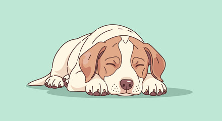 A cute puppy dog sleeping peacefully on a tranquil background © Mangnu