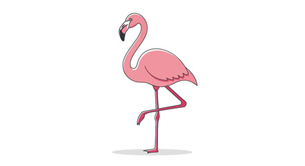 Obraz premium Elegant pink flamingo illustration standing on one leg.