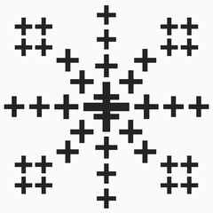 Fototapeta premium Symmetrical Geometric Cross Pattern, Repeating Plus Shapes in Balanced Grid Layout, Minimal Modern Vector Background on Clean White Background