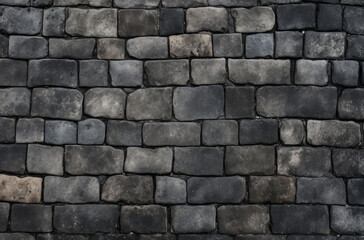 Obraz premium Processed collage of old european cobble stone pavement texture. Background for banner.