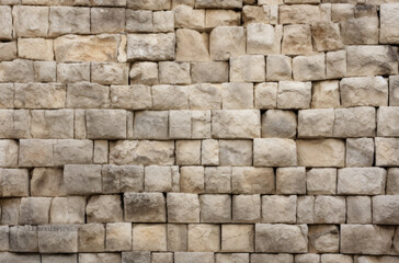Fototapeta premium Processed collage of old ancient sand block wall texture in daylight. Background for banner.