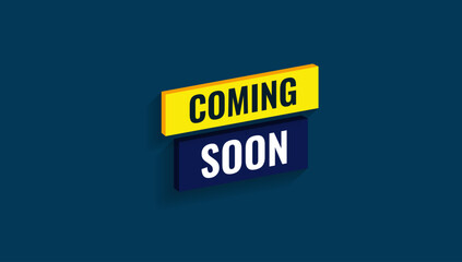 Coming soon 3D typography on blue wall modern announcement banner illustration vector artwork design for product launch teaser © Swastika