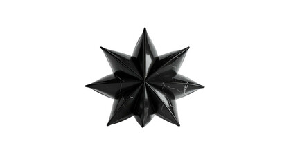 Obraz premium 3D rendered, eight-pointed star, with a glossy, black, marble-like finish, on black bg