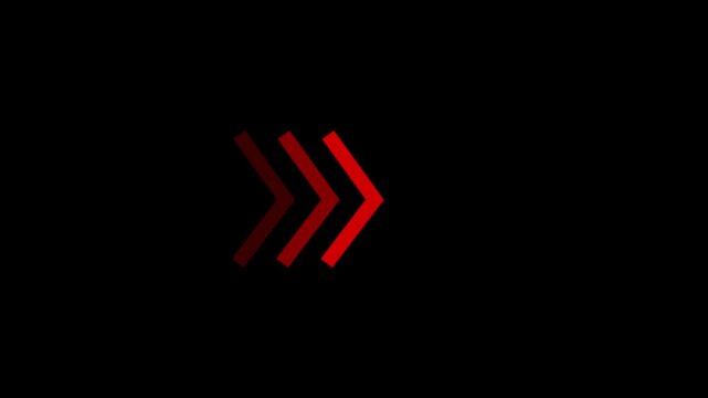 Animated arrow direction sign on transparent background with alpha channel.black right arrow pointer icon. 4k neon arrow video on a black background.