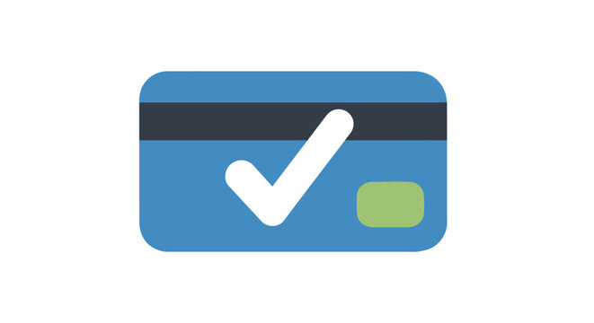 Blue Credit Card with Check Mark.