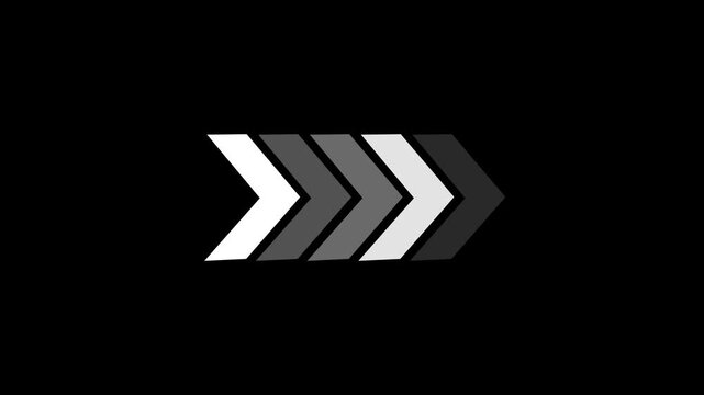 Animated arrow direction sign on transparent background with alpha channel.black right arrow pointer icon. 4k neon arrow video on a black background.