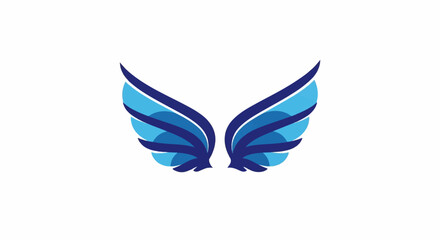 Obraz premium A pair of stylized, symmetrical wings featuring shades of blue, designed with a layered effect