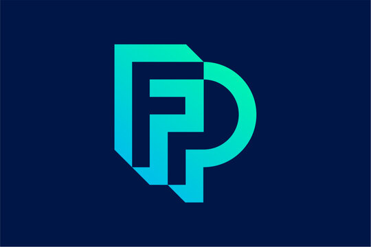 FP Letter Monogram Futuristic Logo