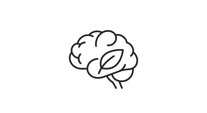 Brain with leaf inside cranium.