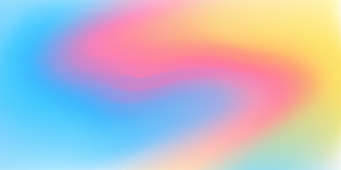 Obraz premium Abstract clear blue sky. Pastel rainbow. Light blue, pink and yellow color vector banner. Pastel gradient sky pattern. Blurred light fuzz colorful gradient background. Vector soft horizontal backdrop