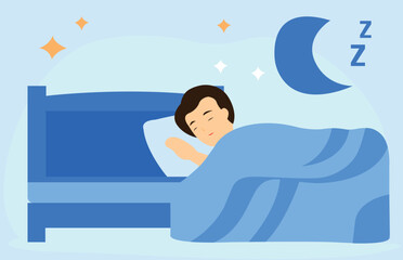 Obraz premium Good night's sleep for mental health and body regeneration, flat vector design