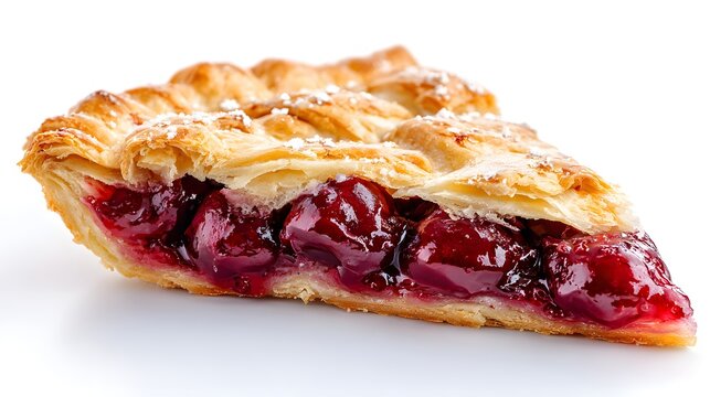 Delicious Slice of Homemade Cherry Pie with Flaky Crust.