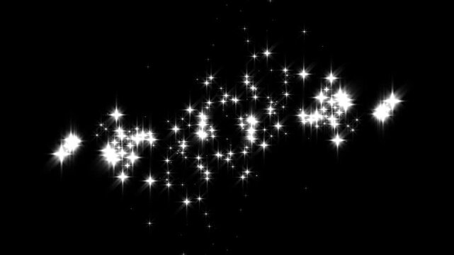 Glowing starlight glitter sparkle path, magic dust, pixie dust path, fairy dust shimmer particles, white twinkling doodle motion,  Christmas glitter stars isolated,4k on black screen background.