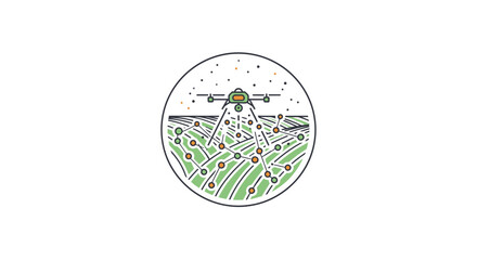 Obraz premium Drone flying over green field.
