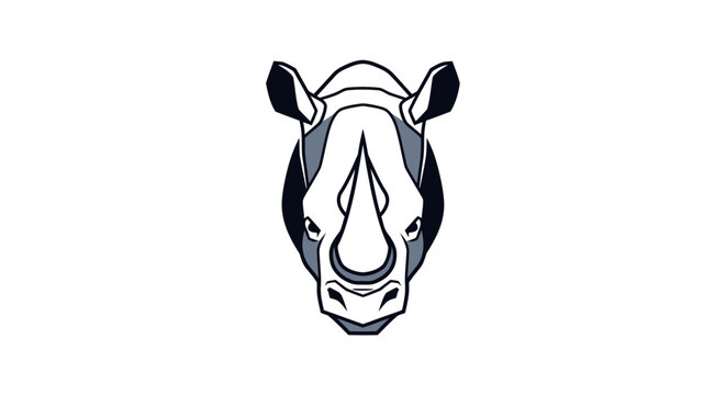 Black and white rhino head portrait.