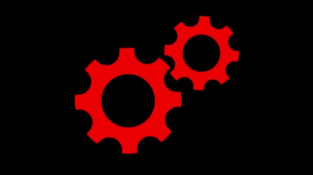 Update glowing setting icon setup animation. setting icon with spinning gears icon animated. Technology gear icon concept animation. on a black background