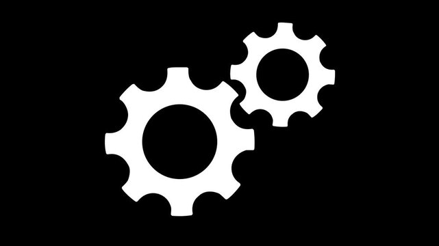 Update glowing setting icon setup animation. setting icon with spinning gears icon animated. Technology gear icon concept animation. on a black background
