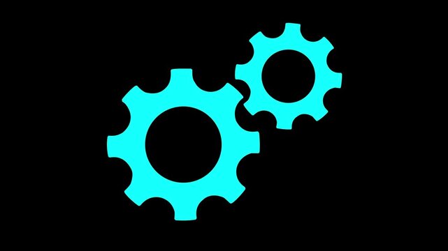 Update glowing setting icon setup animation. setting icon with spinning gears icon animated. Technology gear icon concept animation. on a black background
