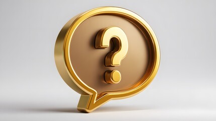 Obraz premium Golden Question Mark Inside a Speech Bubble Icon.