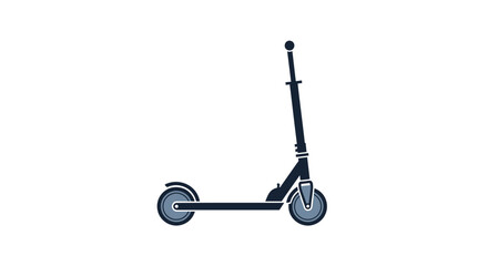 Black foldable scooter with wheels. © Bagas