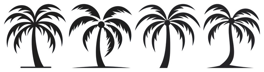 Naklejka premium PNG Silhouettes of palm trees vector, transparent background