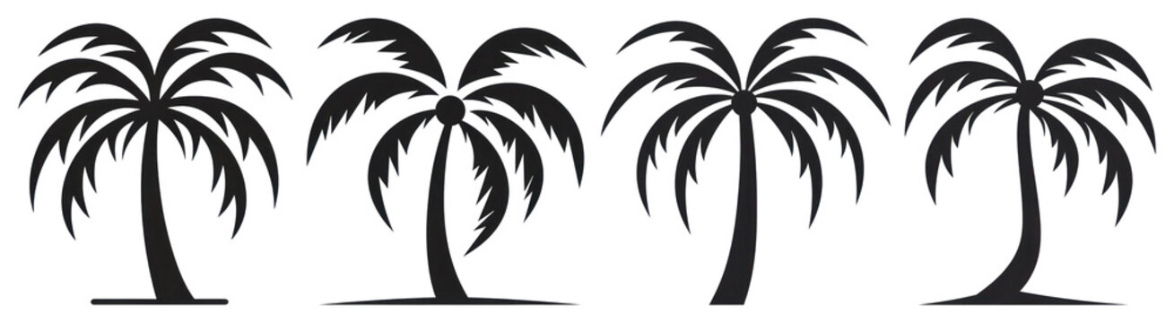 PNG Silhouettes of palm trees vector, transparent background