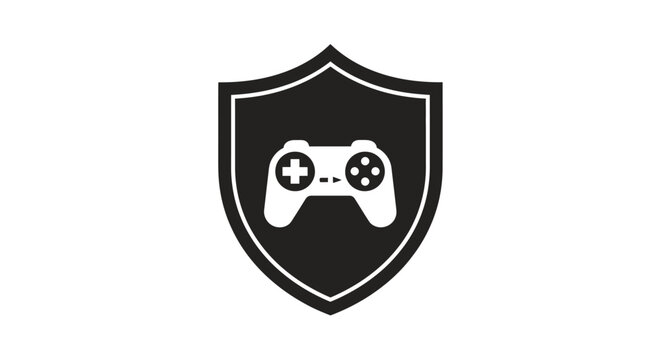 Gaming controller shield logo icon.