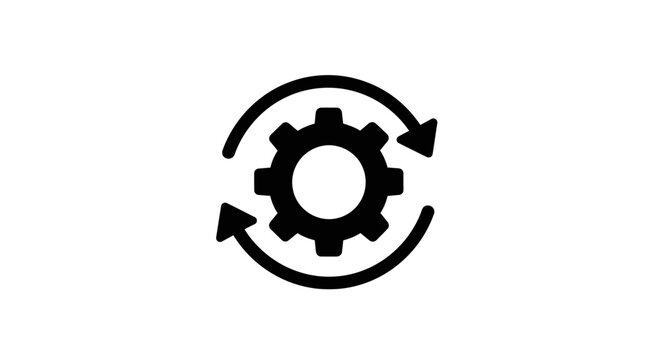 Gear with rotating arrows symbol.
