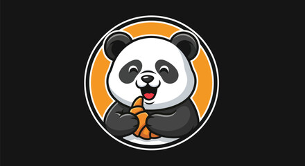 Cartoon panda eating food in circle © Gulung