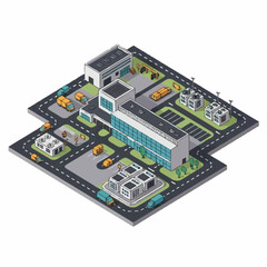 Obraz premium Isometric city map with modern buildings and roads.