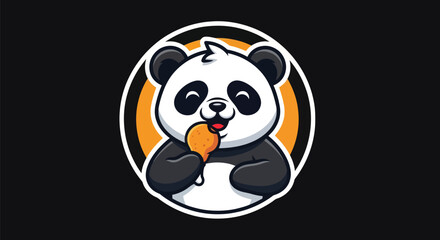 Cartoon panda eating fried chicken © Gulung