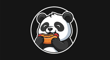 Cartoon panda eating hot dog © Gulung