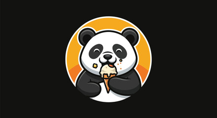 Cartoon panda eating ice cream © Gulung
