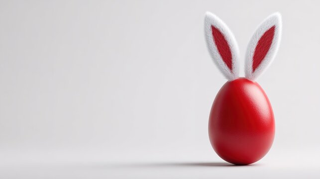 Red egg with white rabbit ears 