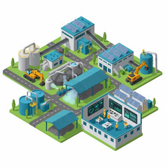 Fototapeta premium Isometric Industrial Complex with Factories and Production Facilities.