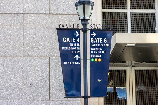 A sign at Yankee Stadium home of the Yankees baseball team in the Bronx in New York City New York USA