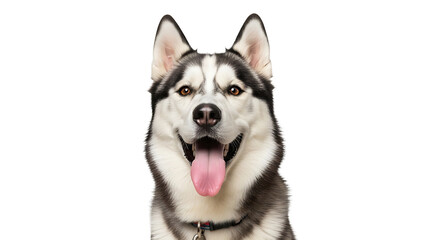 Fototapeta premium A happy husky dog with its tongue out on transparent background
