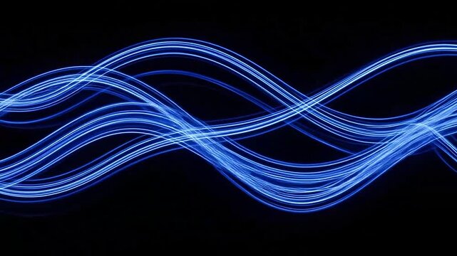 Blue light trails on black background.
